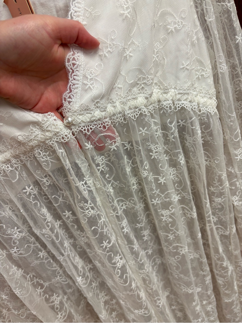 White Lace Long Robe - Size L — image 3 of 6
